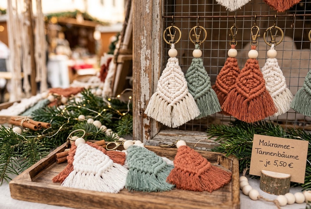 Makramee-Tannenbäume – Festliche Boho-Anhänger für Geschenke und Taschen