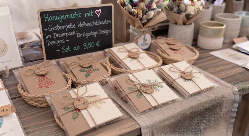 Gestempelte Weihnachtskarten im Dreierpack